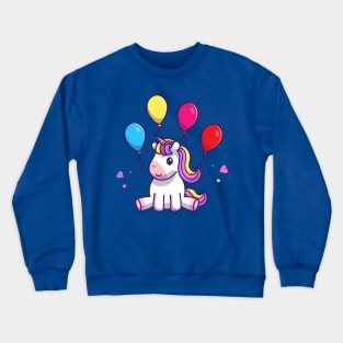 Cute Unicorn Birthday Party With Balloon Crewneck Sweatshirt